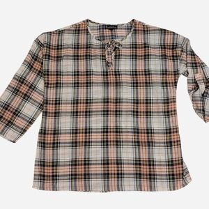 Plaid Women Top Black, White, Pink